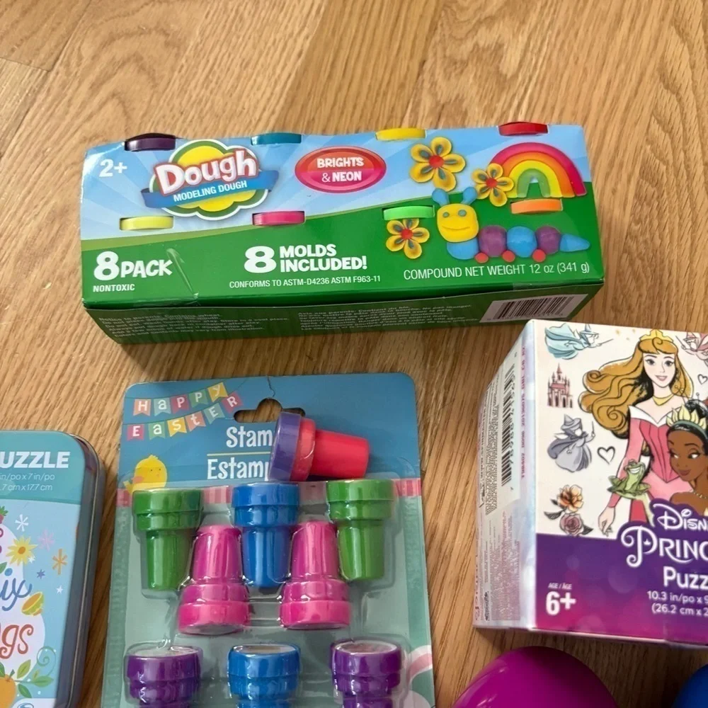 Disney Princess Easter Basket Stuffer Bundle Puzzle Dough Set Eggs Stickers